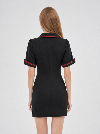 Medical Costume: Black Dress with Red Trim
