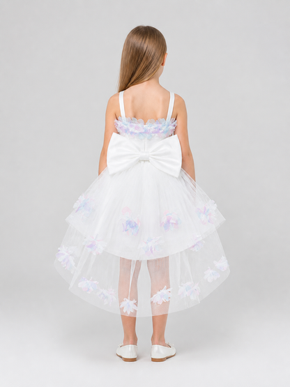 Full Skirt Dress with Floral Details and a Train back view