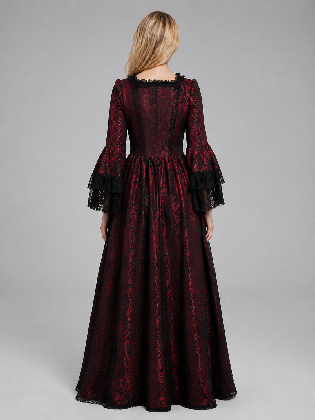 Long Floor-Length Dress with Lace and Lacing back view
