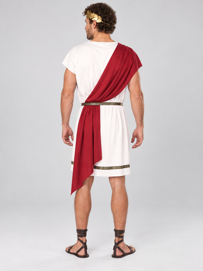 Antique-Style Carnival Costume with Red Draping back view
