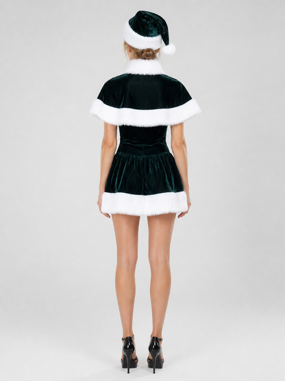 New Year's Costume: Short Dress with Plush Trim back view