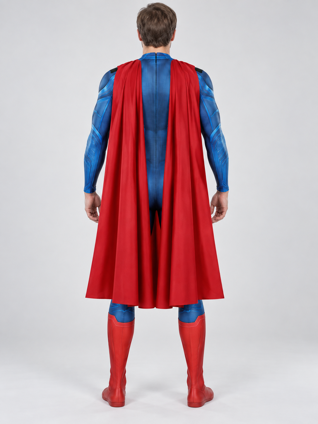 Superhero Costume with Red Cape and Emblem