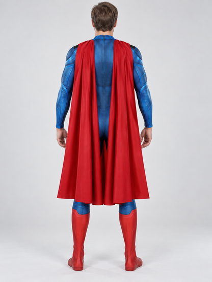 Superhero Costume with Red Cape and Emblem