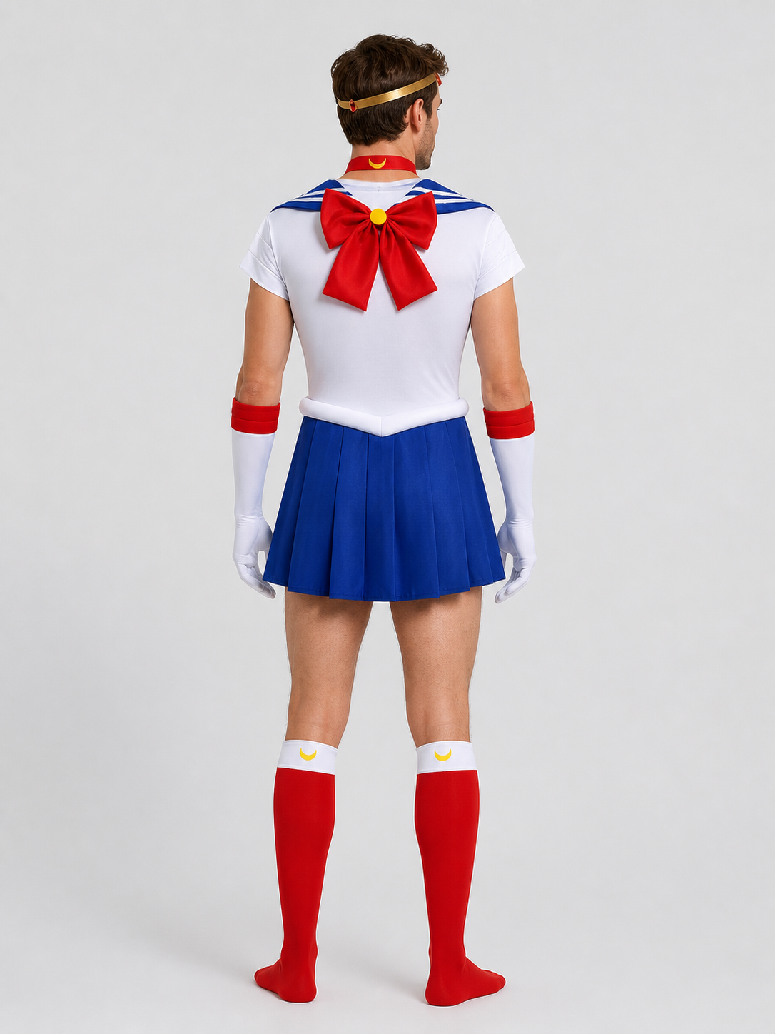 Sailor Moon Cosplay Costume, Sailor-Style Top with Skirt back view