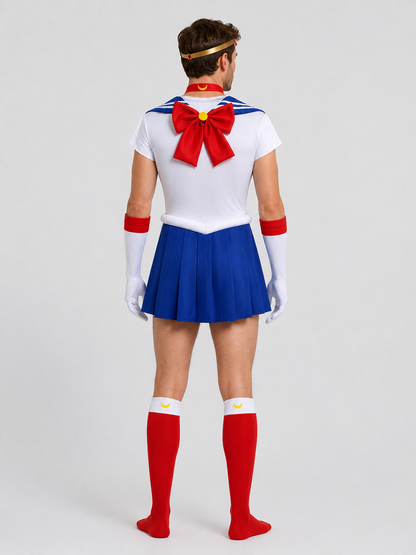 Sailor Moon Cosplay Costume, Sailor-Style Top with Skirt back view