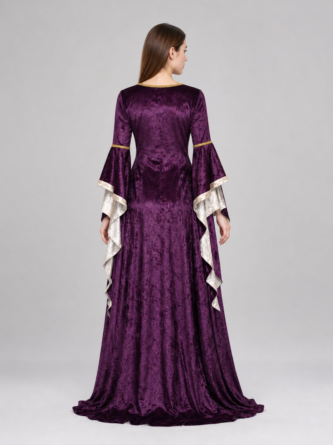 Medieval-Style Dress with Flared Sleeves