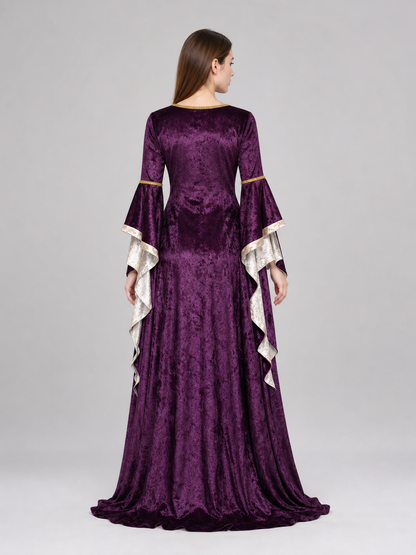 Medieval-Style Dress with Flared Sleeves