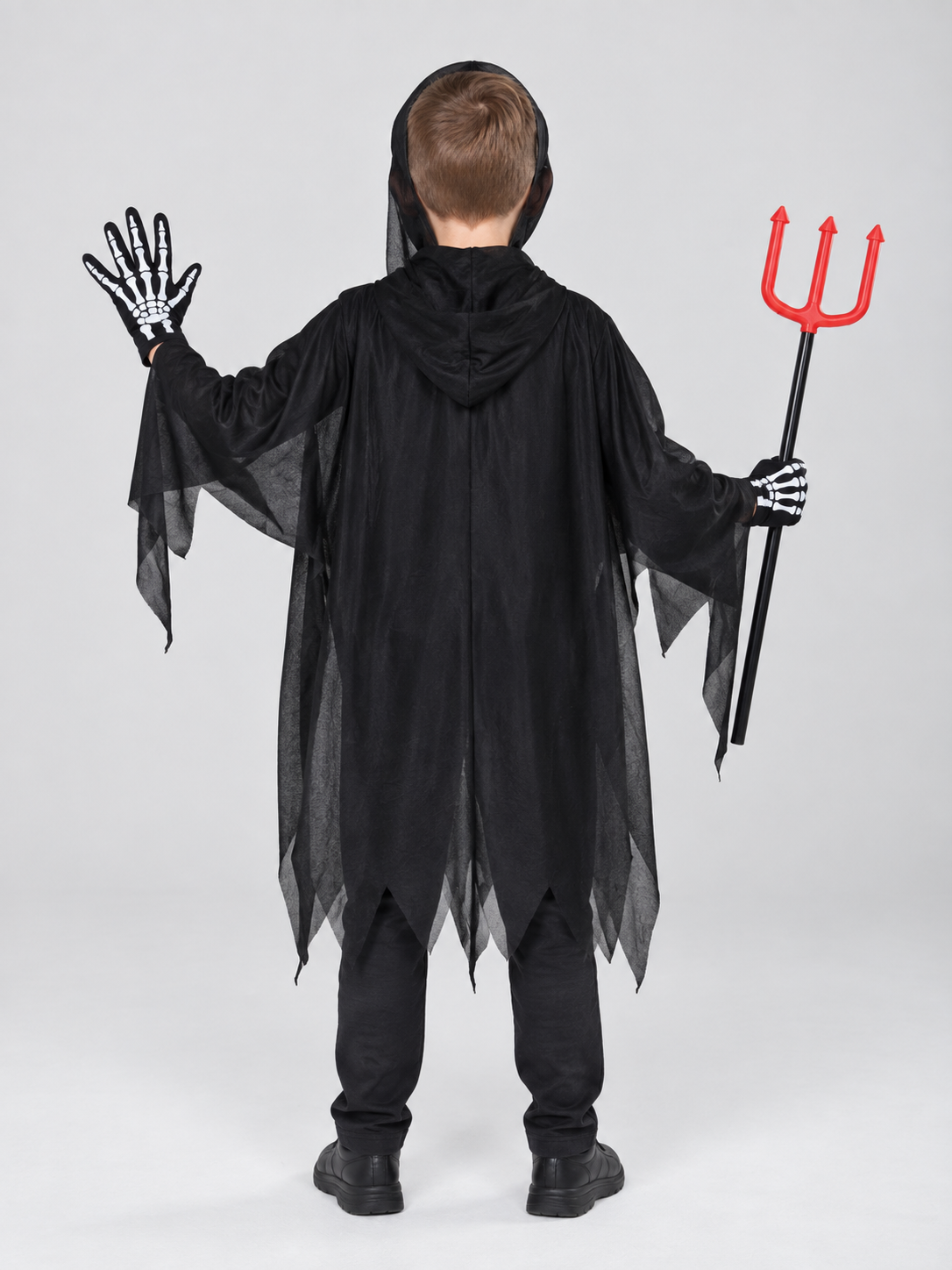 Skeleton Costume with Mask and Trident back view