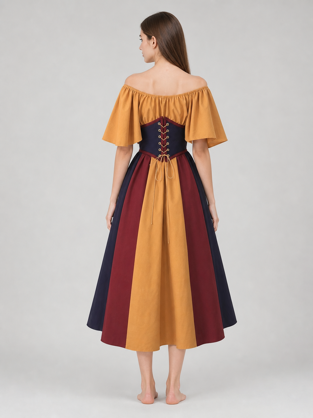Medieval Dress with Corset Lacing and Sleeves