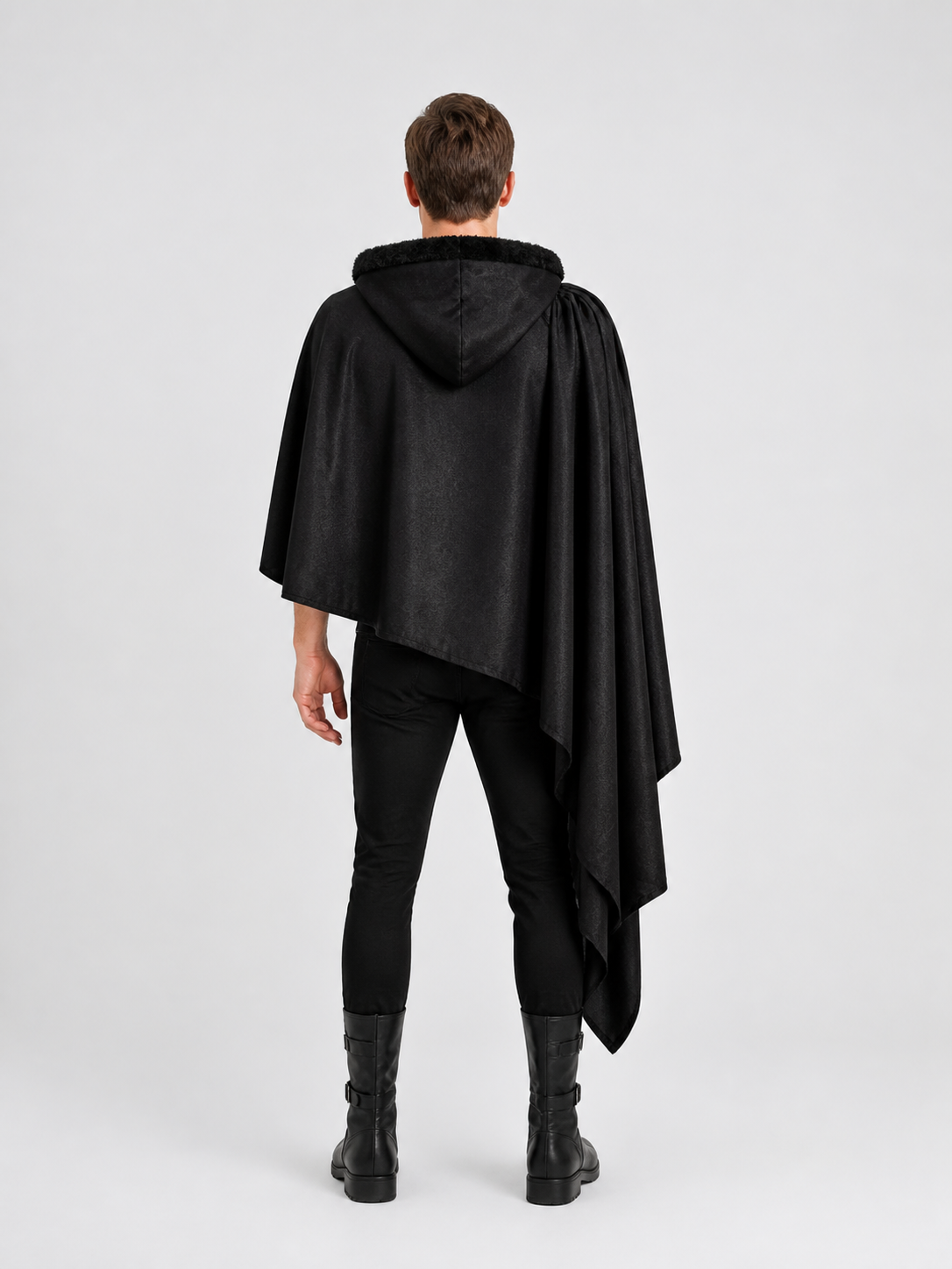 Medieval Hooded Cape, Black, Gothic back view