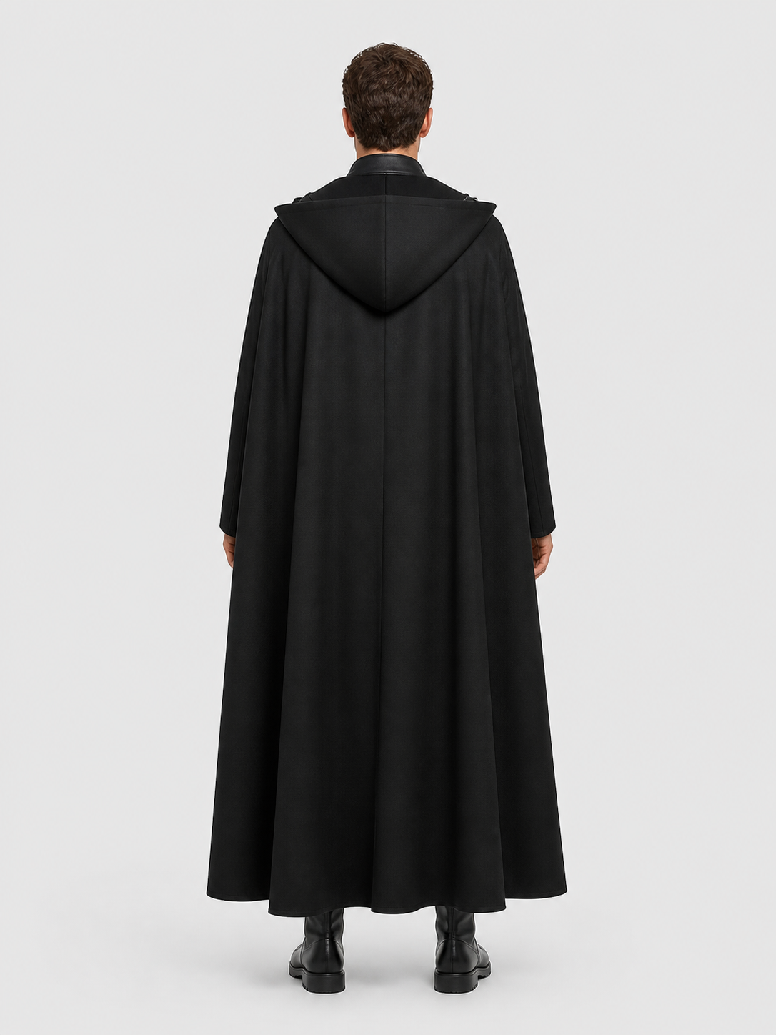 Gothic Black Hooded Cape for Halloween and Cosplay back view