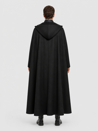 Gothic Black Hooded Cape for Halloween and Cosplay back view