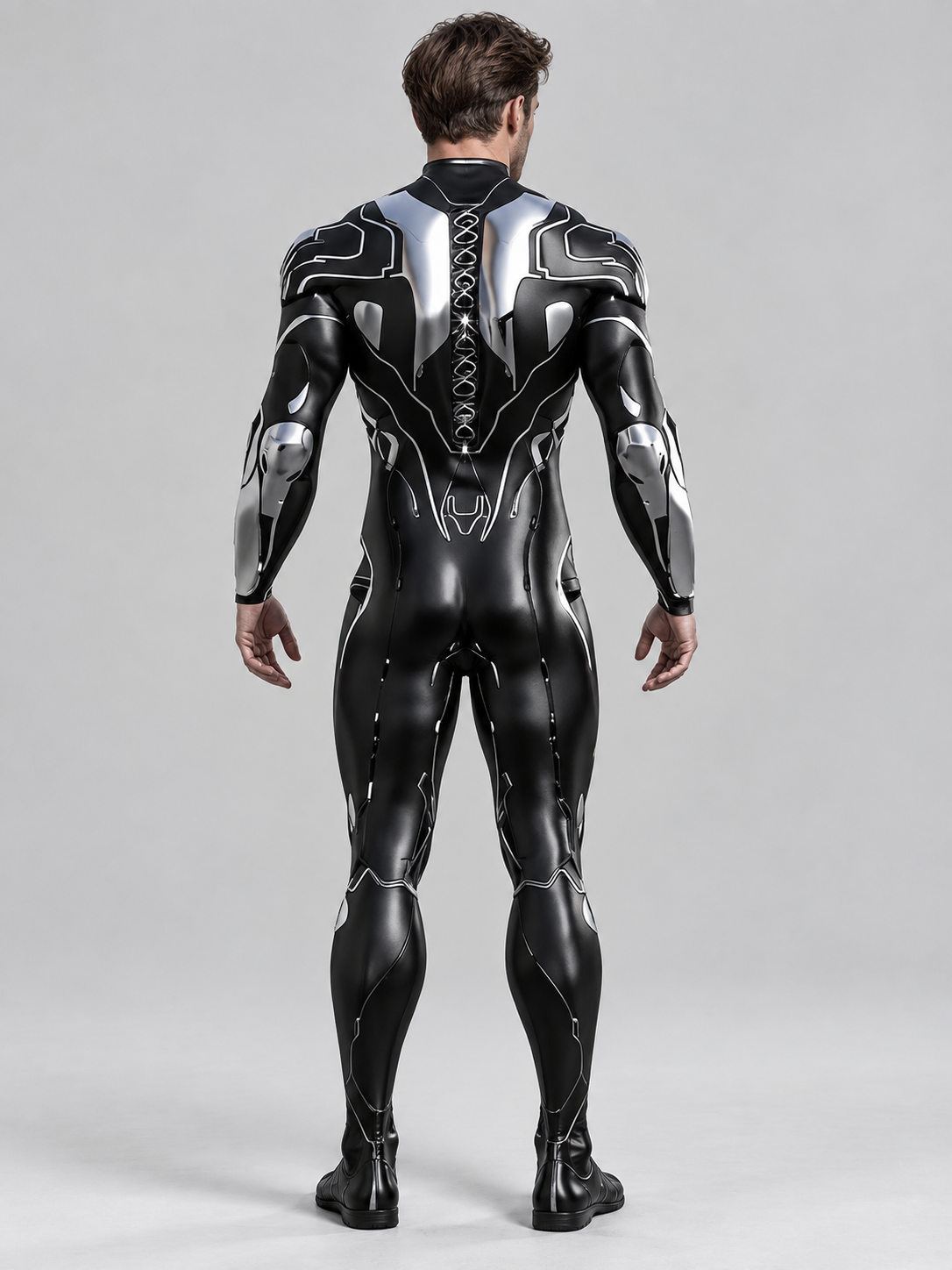 Black and silver cosplay bodysuit costume