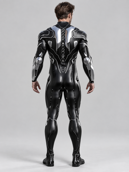 Black and silver cosplay bodysuit costume
