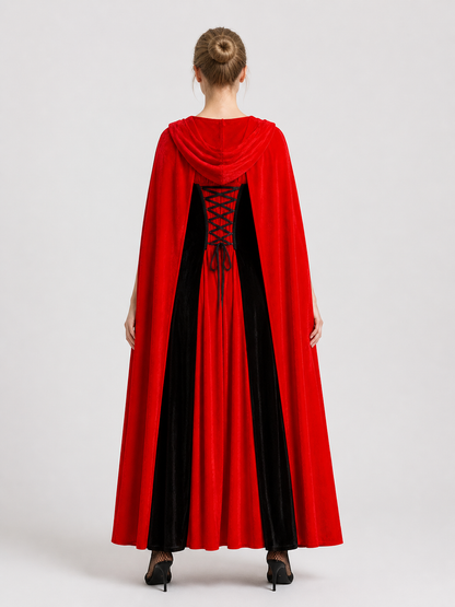 Halloween Dress with Hooded Cape back view