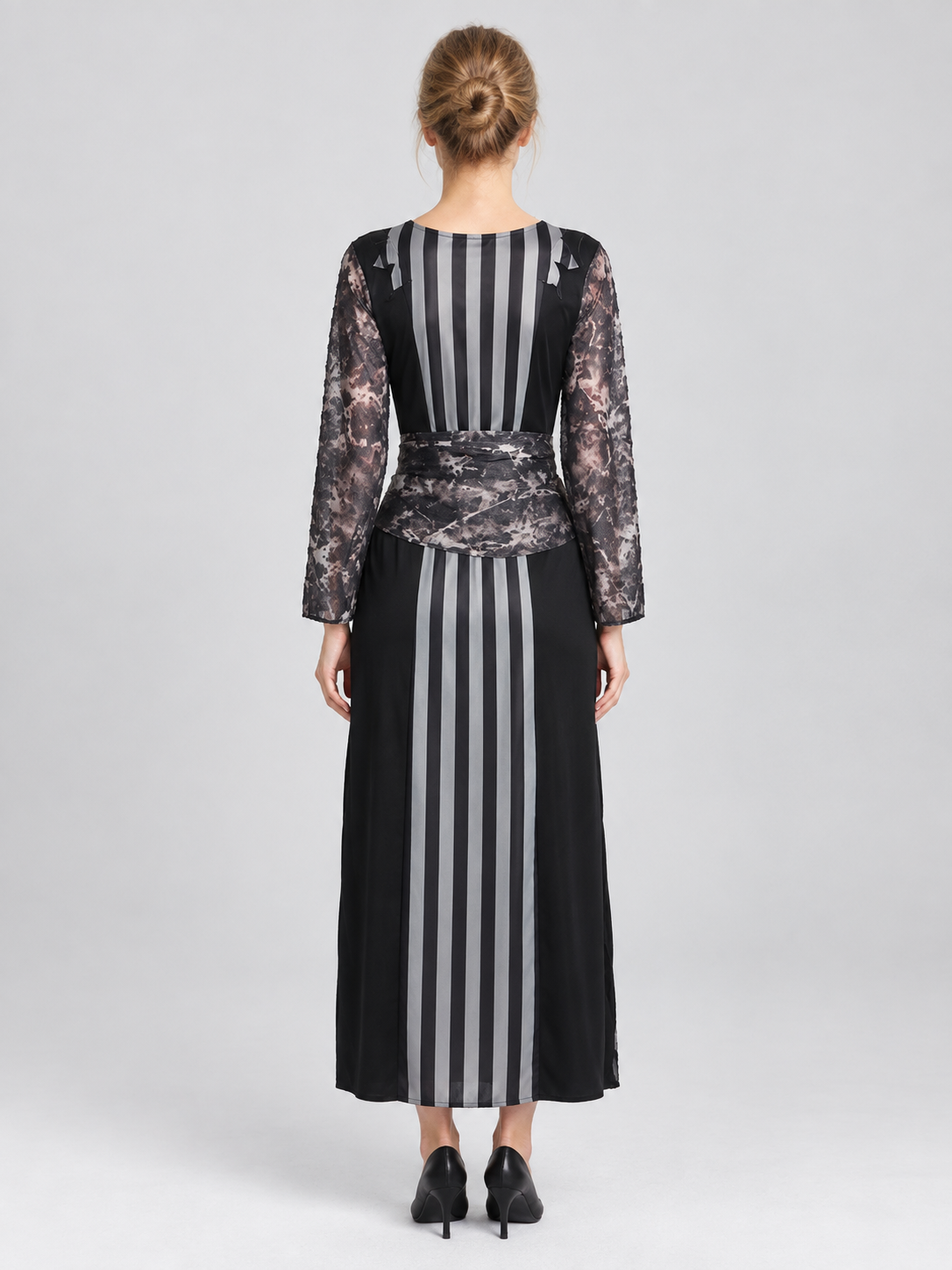Witch Costume with Belt, Stripes, and Openwork Sleeves back view