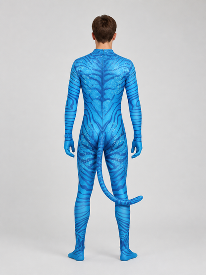 Avatar Na’vi Cosplay Jumpsuit Costume with Tail back view