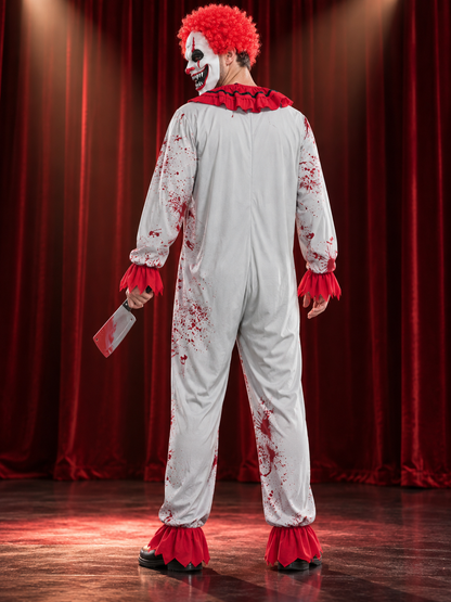 Adult clown carnival costume with mask and wig