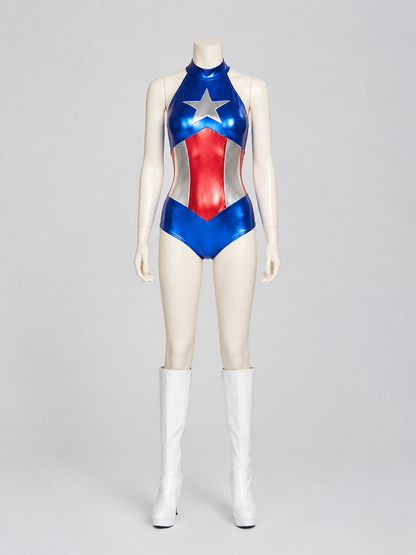 Superhero Costume with Stars for Cosplay back view