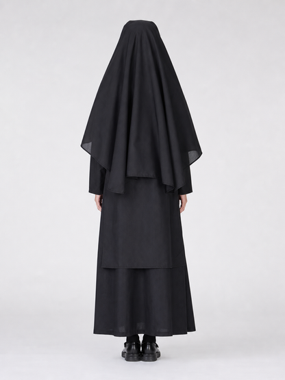 Religious-style costume with veil and cape