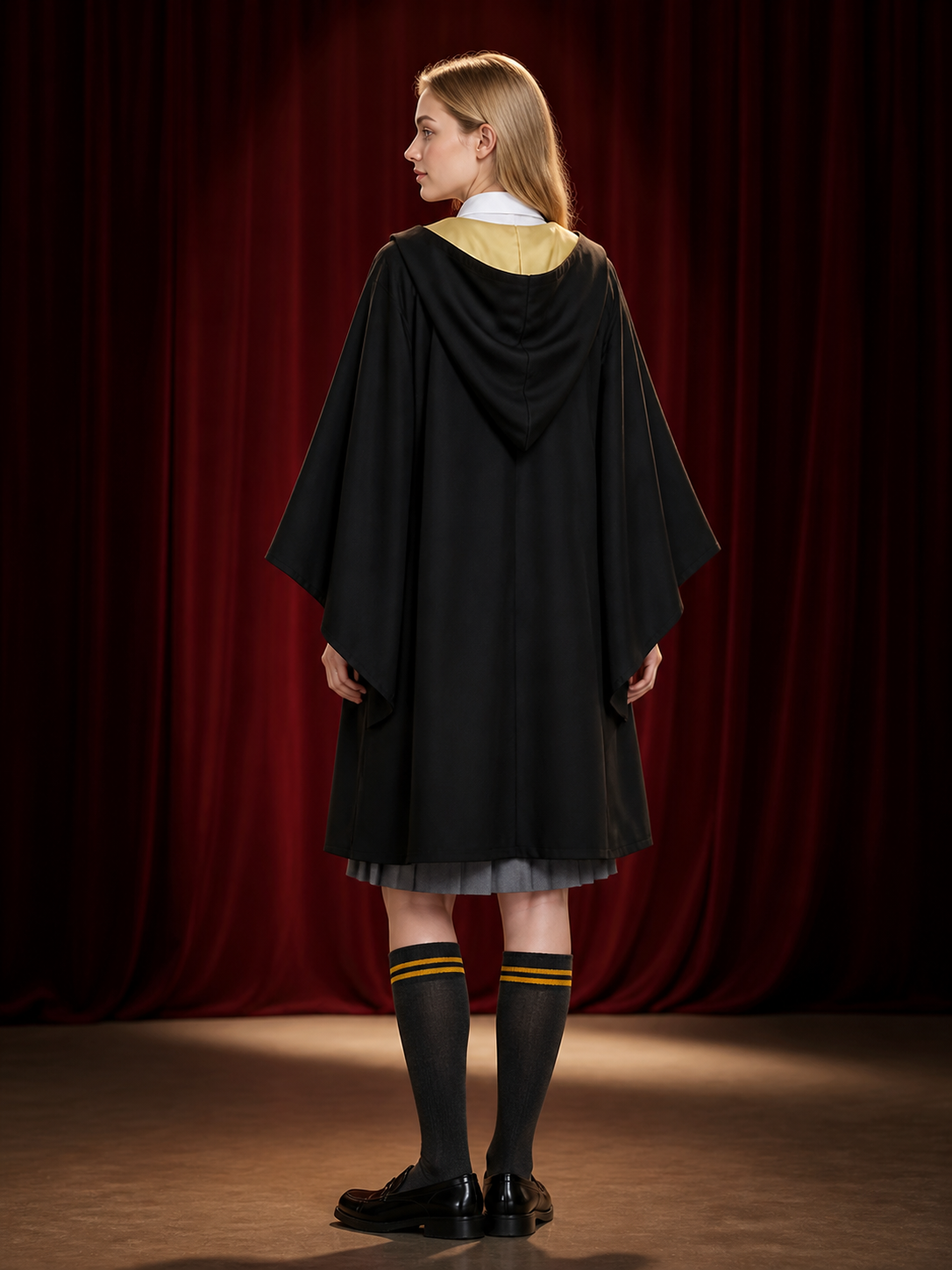 Hufflepuff Hooded Robe for Role-Playing Games and Halloween back view