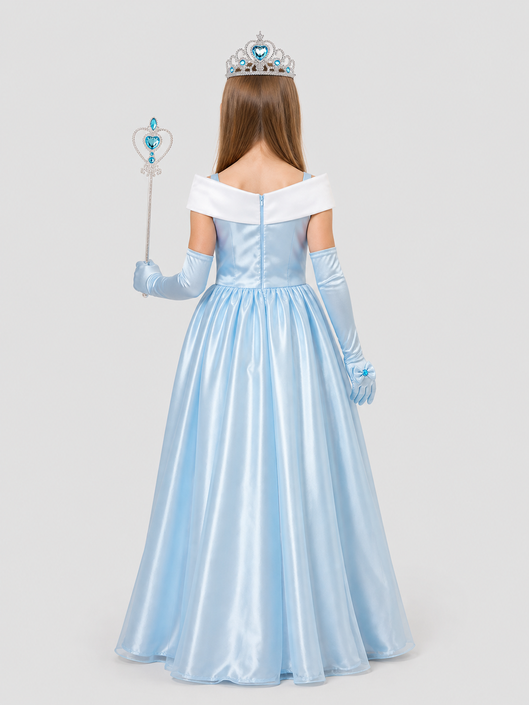 Costume Accessory Set: Crown, Wand, and Gloves back view