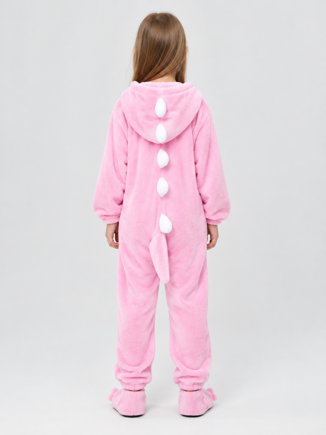 Kids' One-Piece Kigurumi Pajama Pink with Hood