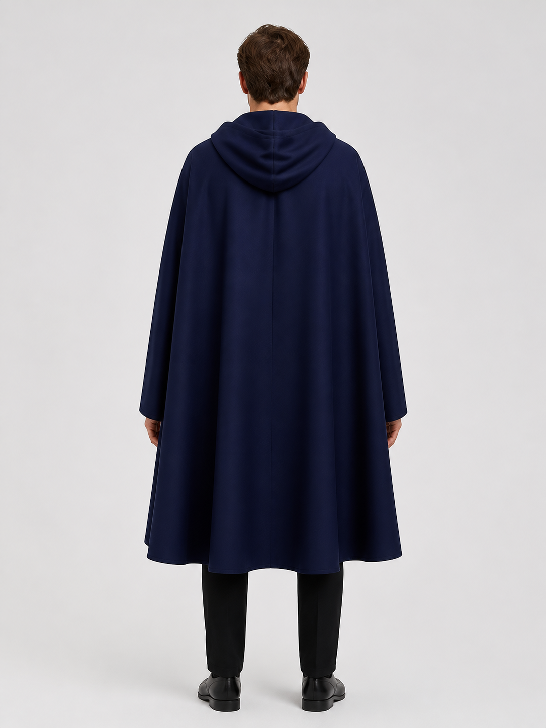 Cosplay Hooded Cloak, Open Front, Blue/Black back view