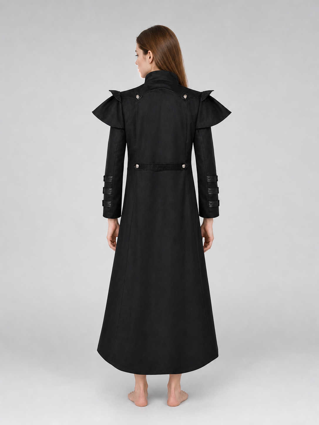 Gothic Coat with Stand Collar and Buckles