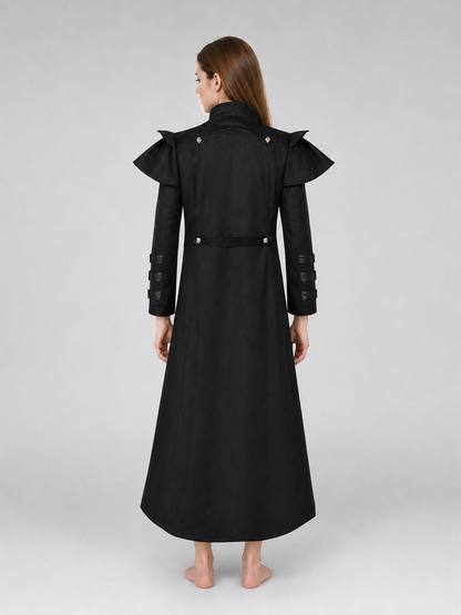 Gothic Coat with Stand Collar and Buckles