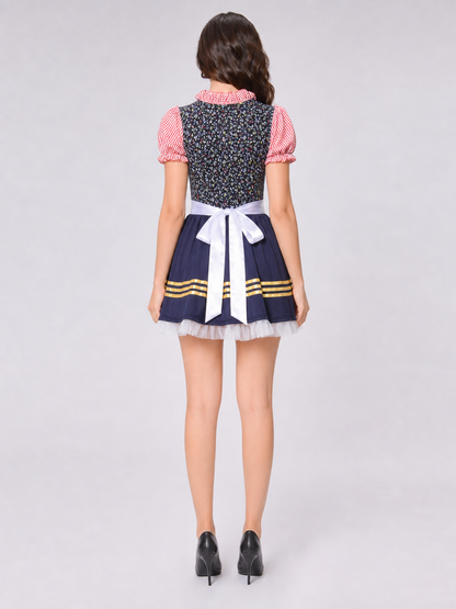 Folk Costume for Cosplay with Apron and Bow