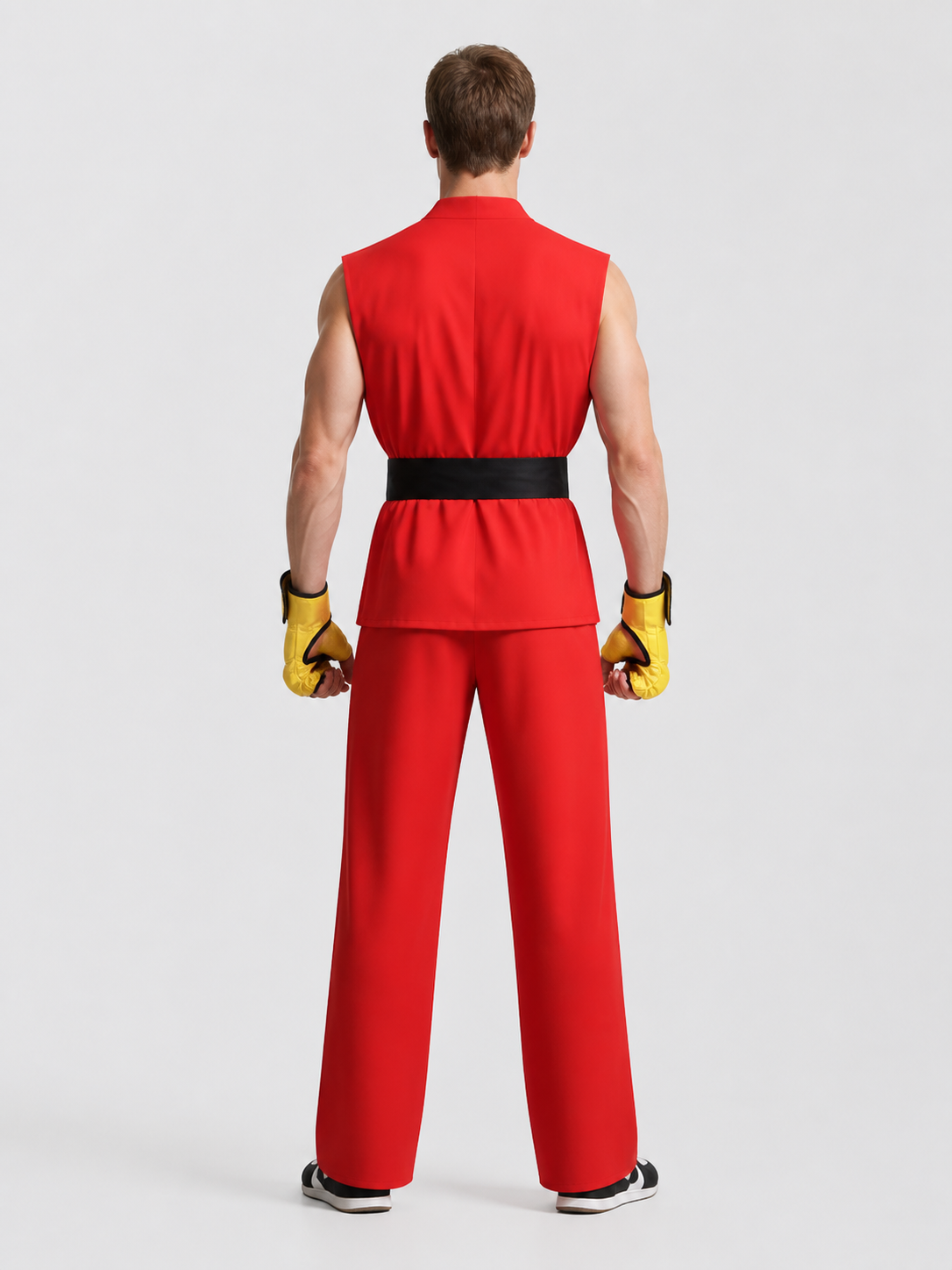 Ken Street Fighter Cosplay Costume, Vest and Pants back view