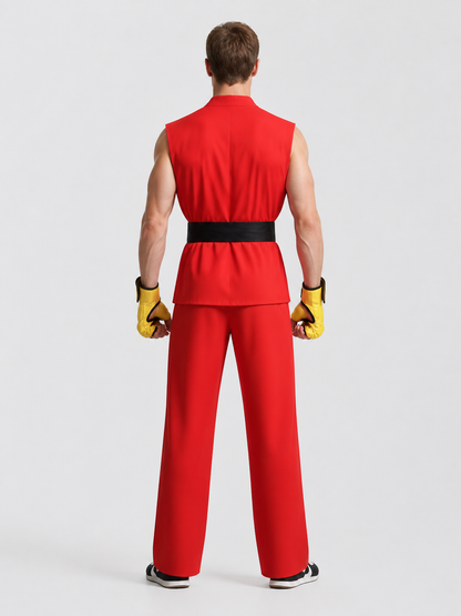 Ken Street Fighter Cosplay Costume, Vest and Pants back view