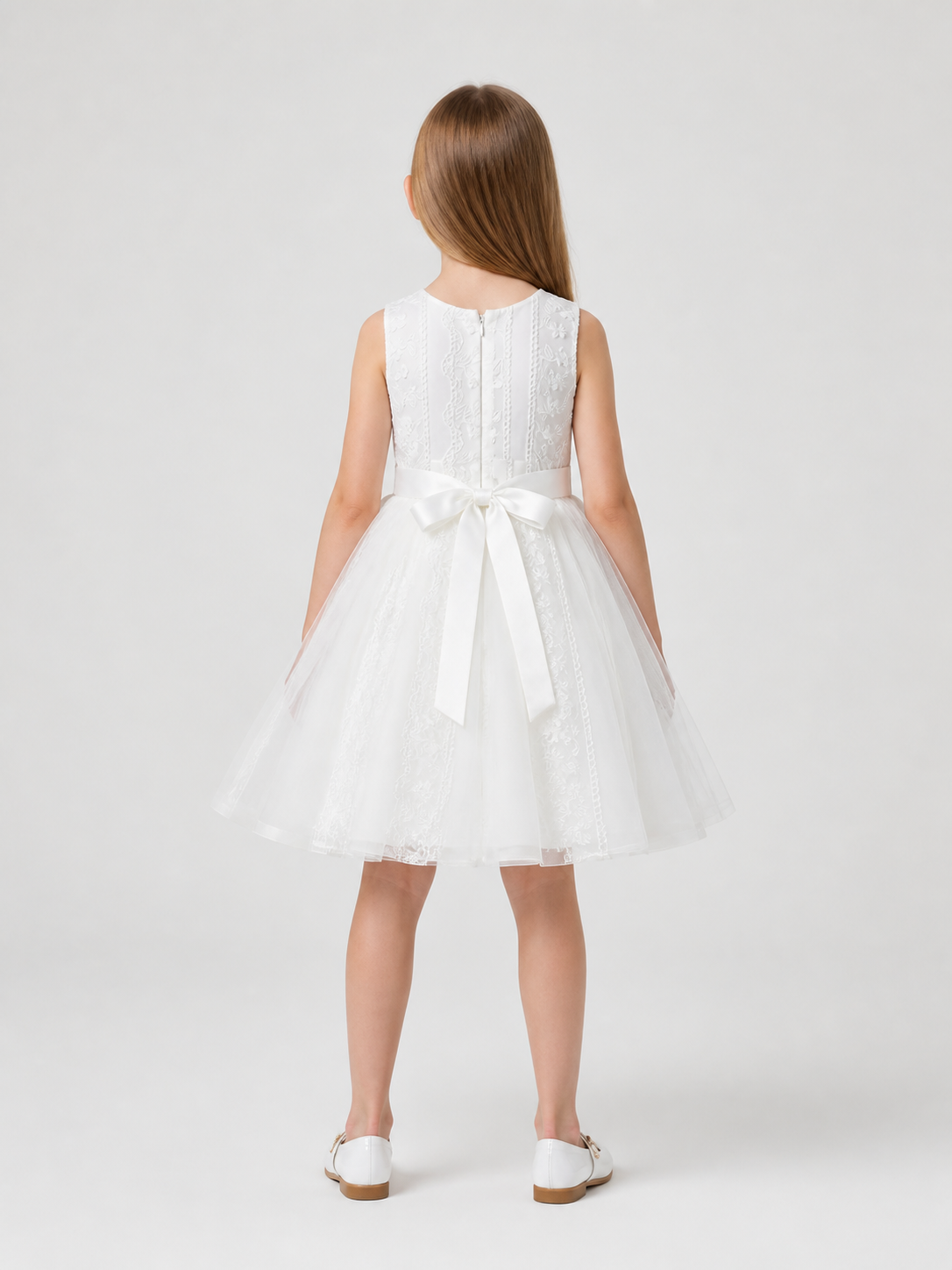 Children’s Dress with Floral Embroidery and Full Skirt