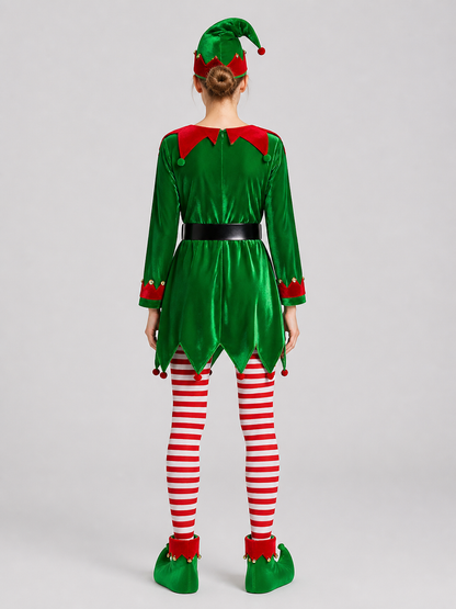 Christmas Elf Costume: Dress, Hat, Belt back view