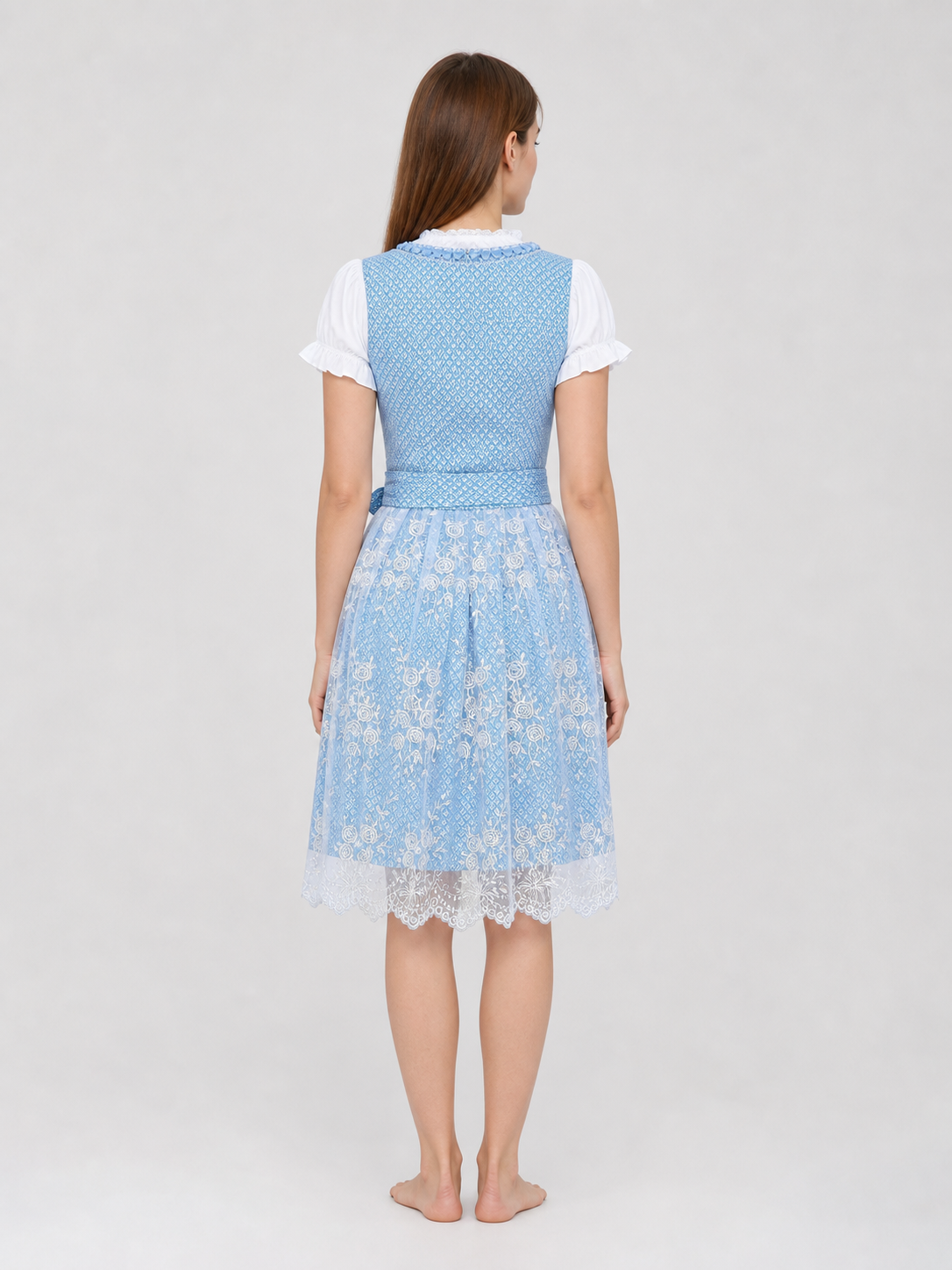 Dirndl-Style Dress with Lace Trim