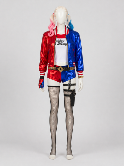 Harley Quinn Cosplay Costume with Wig back view