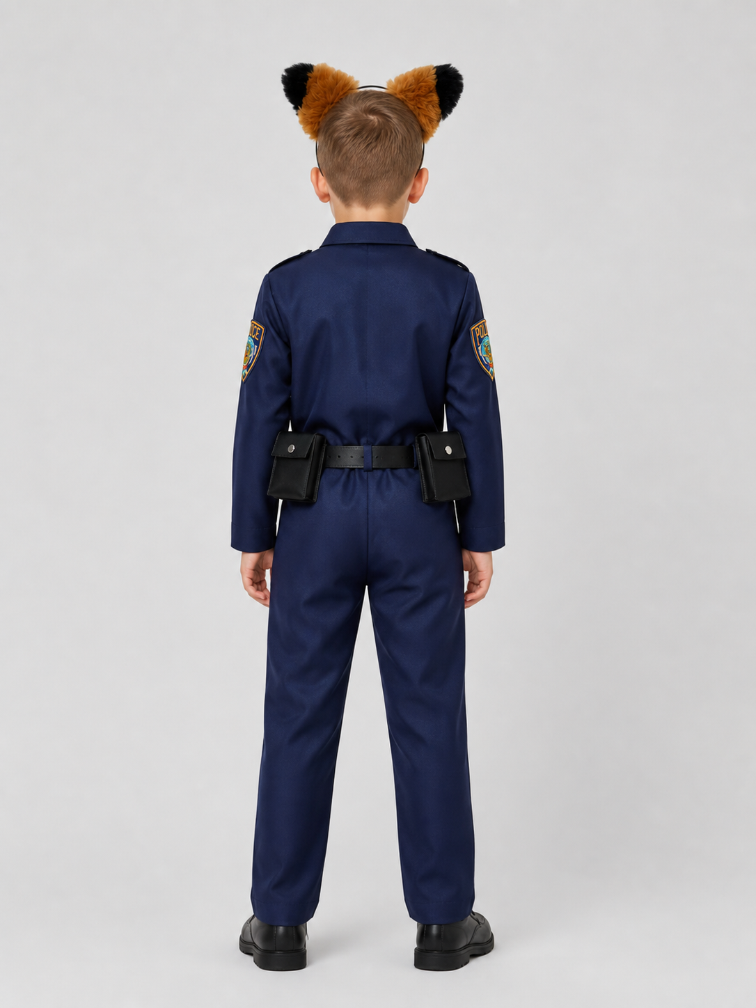 Nick Fox Police Officer Cosplay Costume with Ears and Belt back view