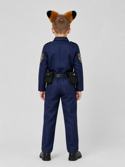 Nick Fox Police Officer Cosplay Costume with Ears and Belt back view