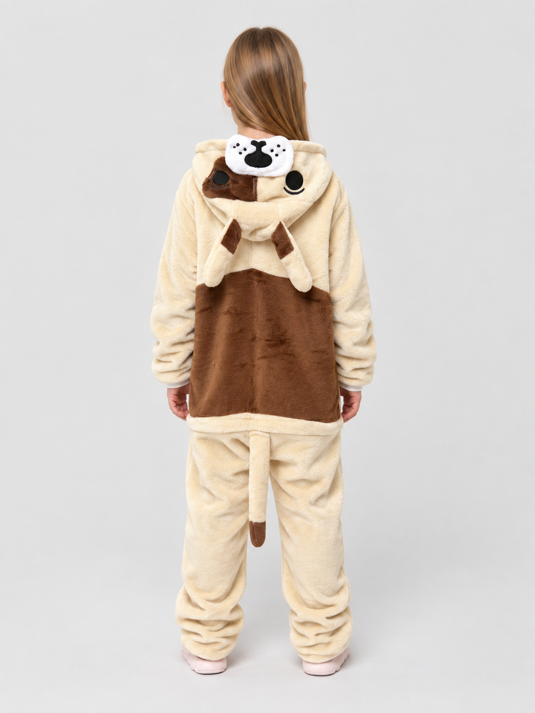 Flannel Dog Hooded Pajama Jumpsuit with Tail