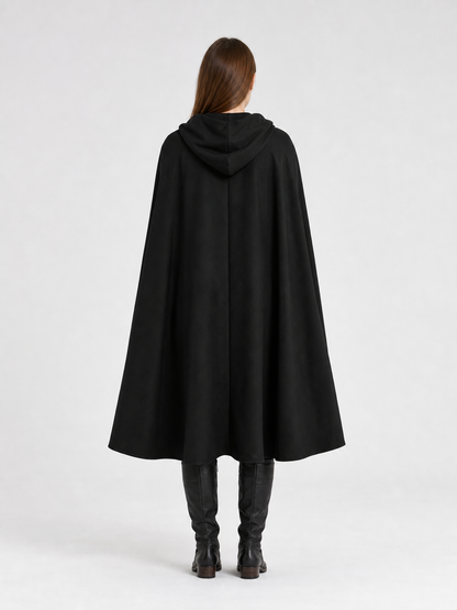 Long black hooded carnival cloak