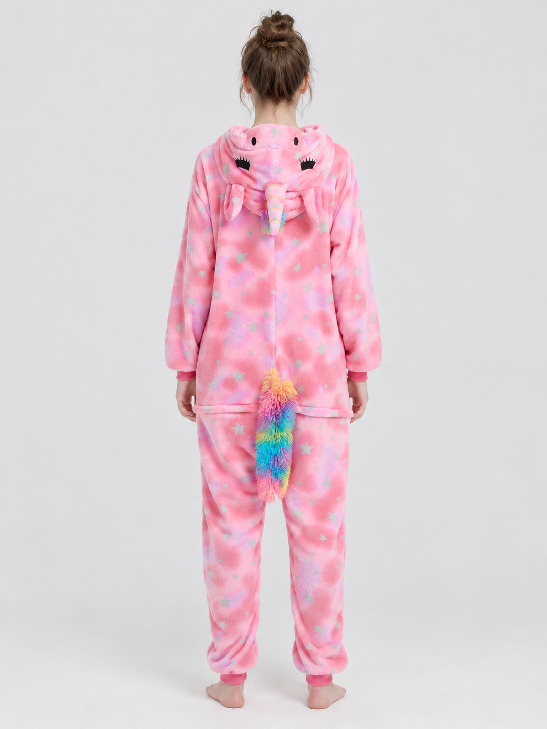 Pink Plush Hooded Unicorn Pajama Jumpsuit