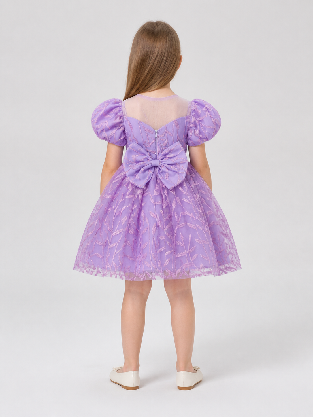Embroidered Tutu Dress for Birthdays and Piano Playing back view