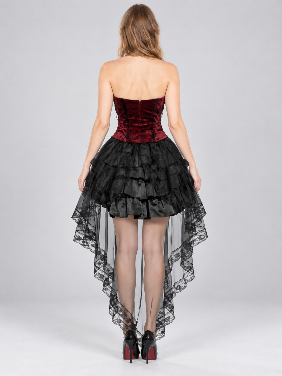 Black and Burgundy Vampire Costume with Corset