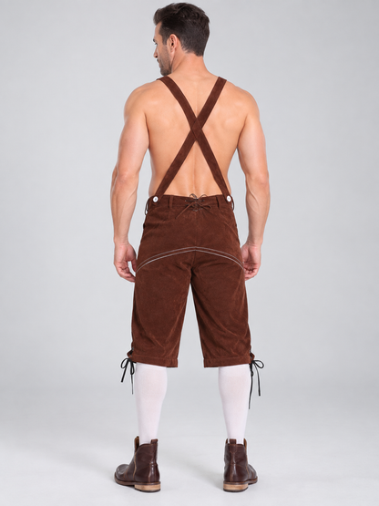 Brown Bavarian trousers with suspenders for Oktoberfest