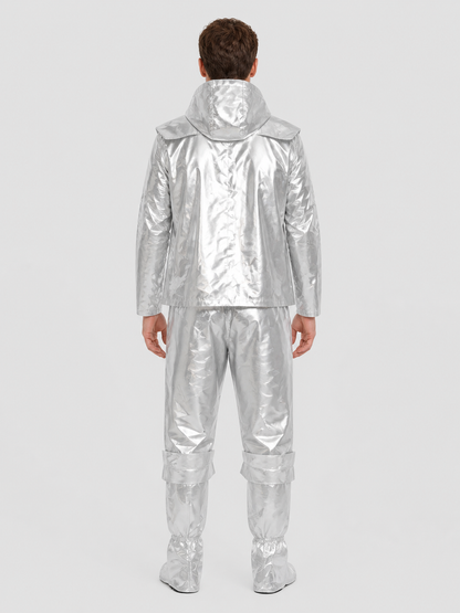 Silver Astronaut Costume with Hood for Halloween back view