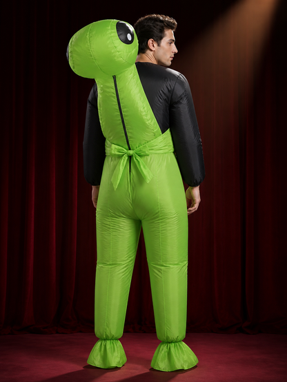 Adult Alien Inflatable Costume, Funny Halloween Outfit with Oversized Alien Head back view