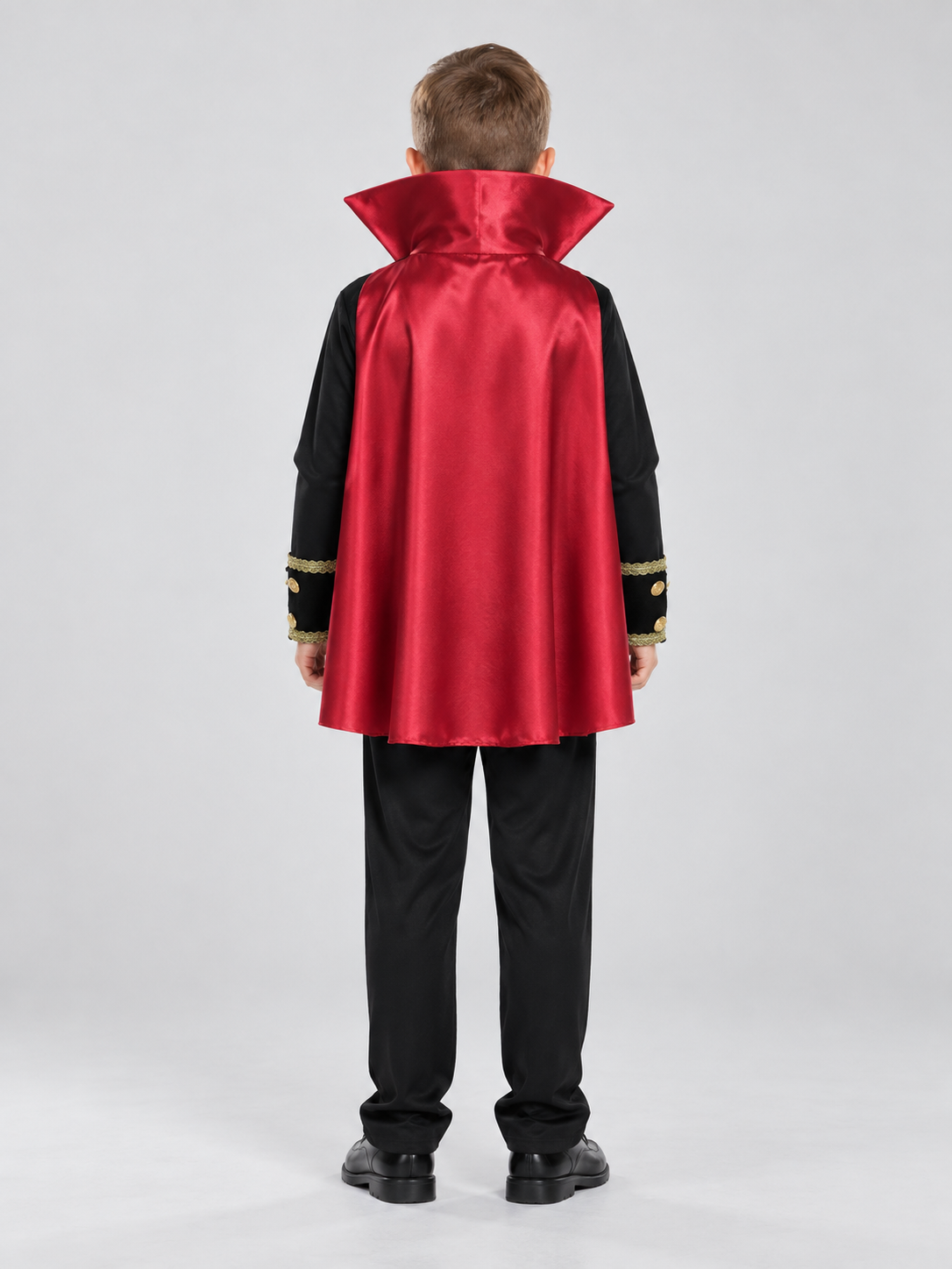 Children's Vampire Costume with Red Cape and Jabot back view
