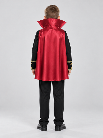 Children's Vampire Costume with Red Cape and Jabot back view