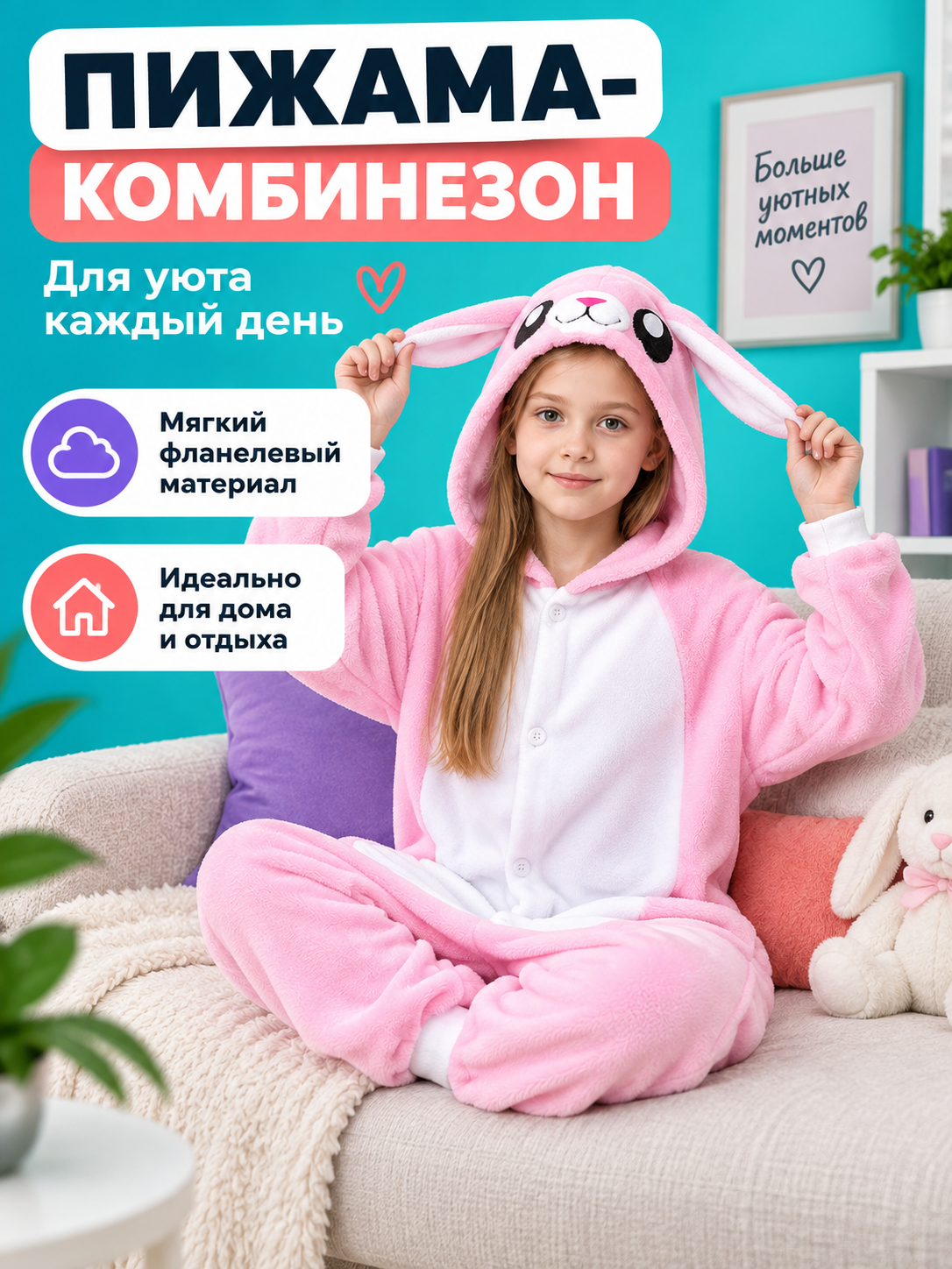 Flannel Hooded Pajama Jumpsuit